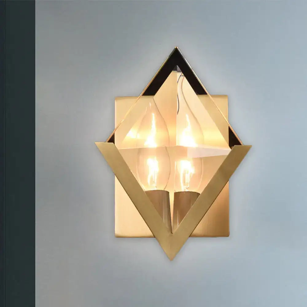 Modern gold geometric wall sconce clear crystal bedroom light