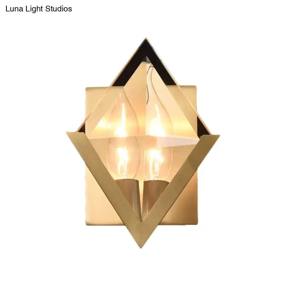 Modern gold geometric wall sconce clear crystal bedroom light