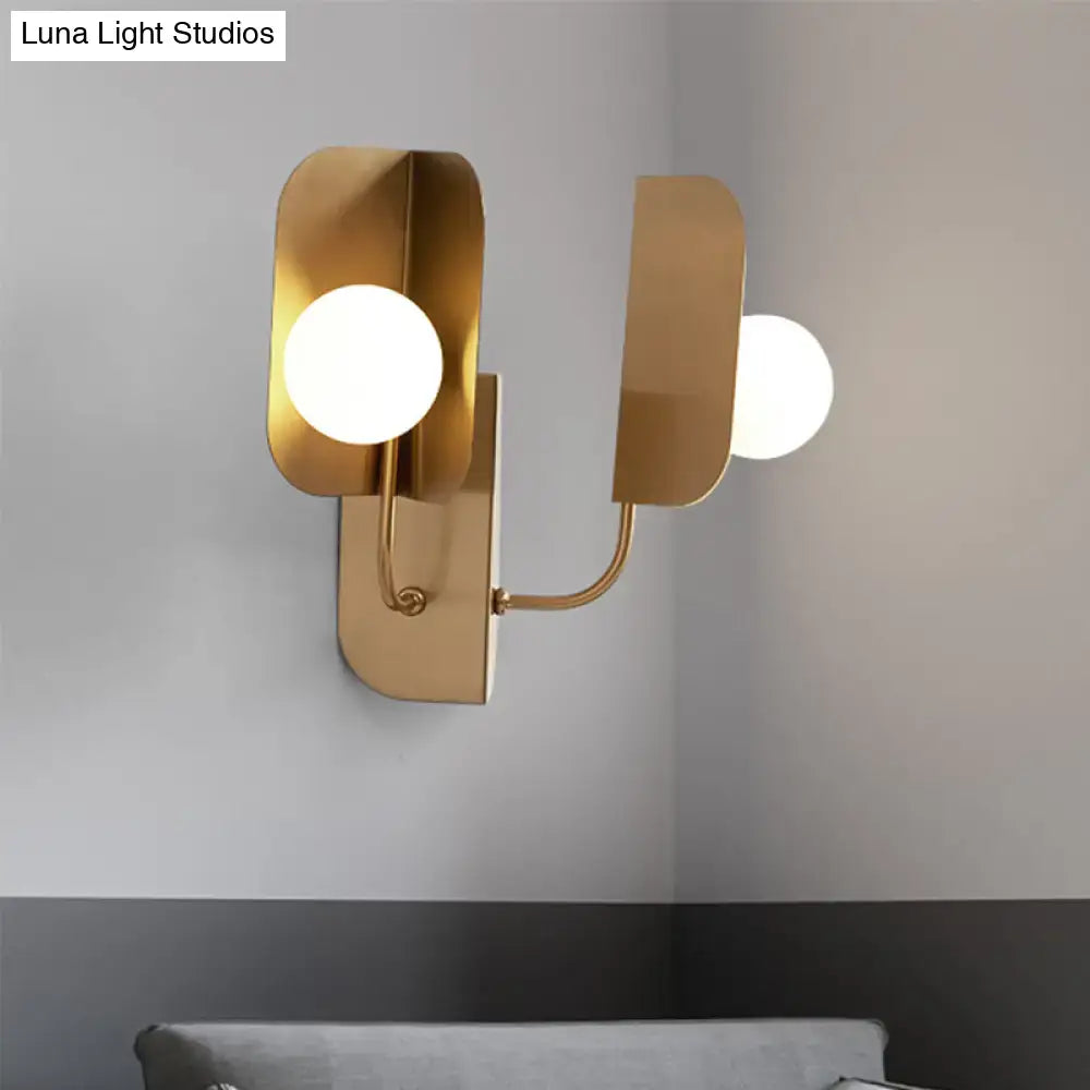 Modern gold geometric wall sconce light – living room 2-light lamp