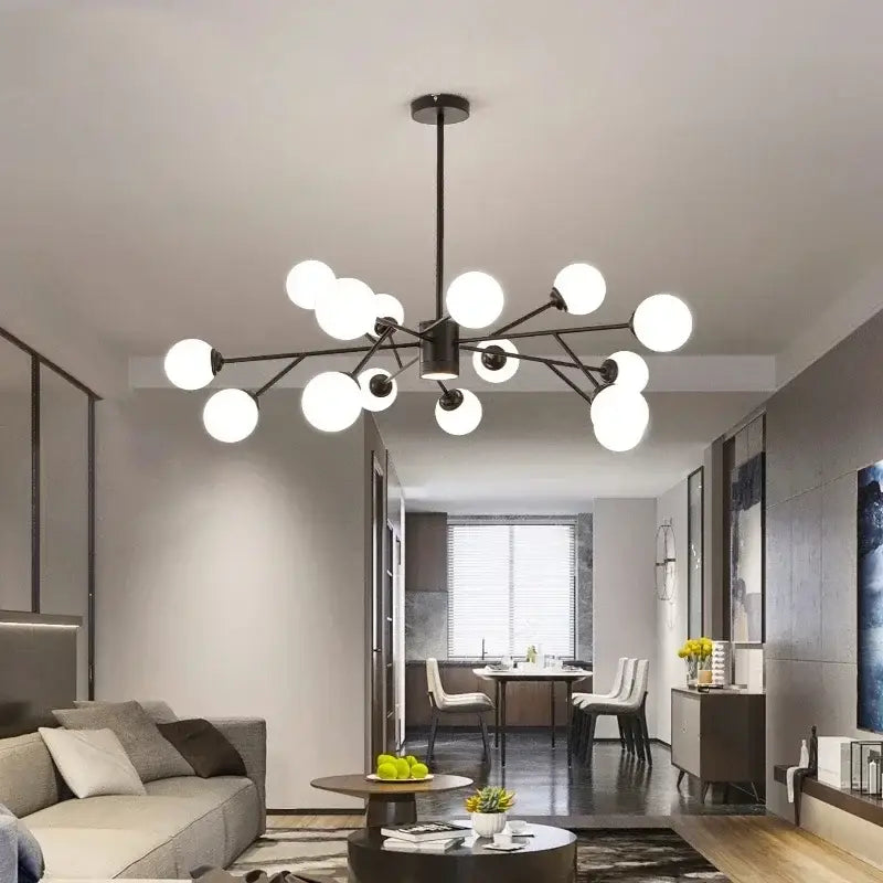 Modern gold glass ball modern branch chandelier living room light