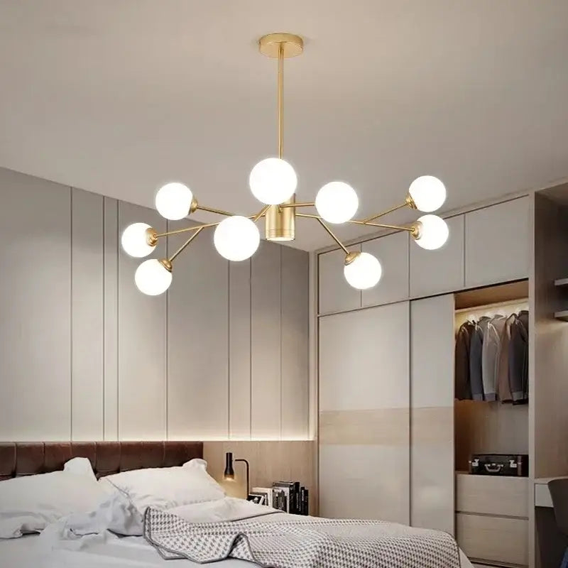 Modern gold glass ball modern branch chandelier living room light