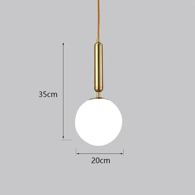 Modern gold glass ball led pendant light bedroom globe lamp