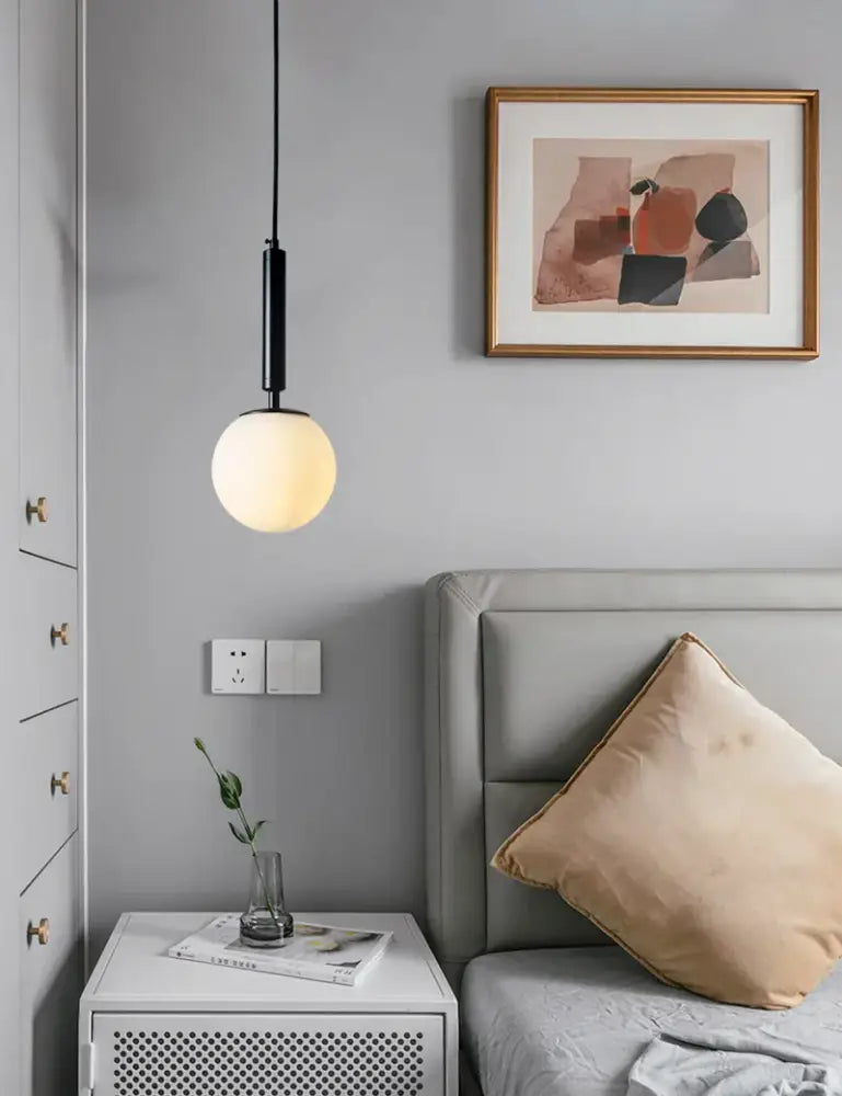 Modern gold glass ball led pendant light bedroom globe lamp