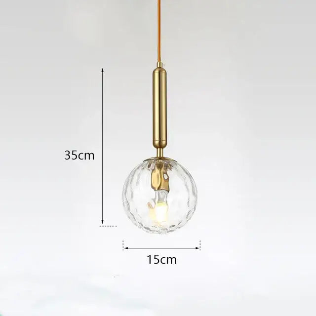 Modern gold glass ball led pendant light bedroom globe lamp
