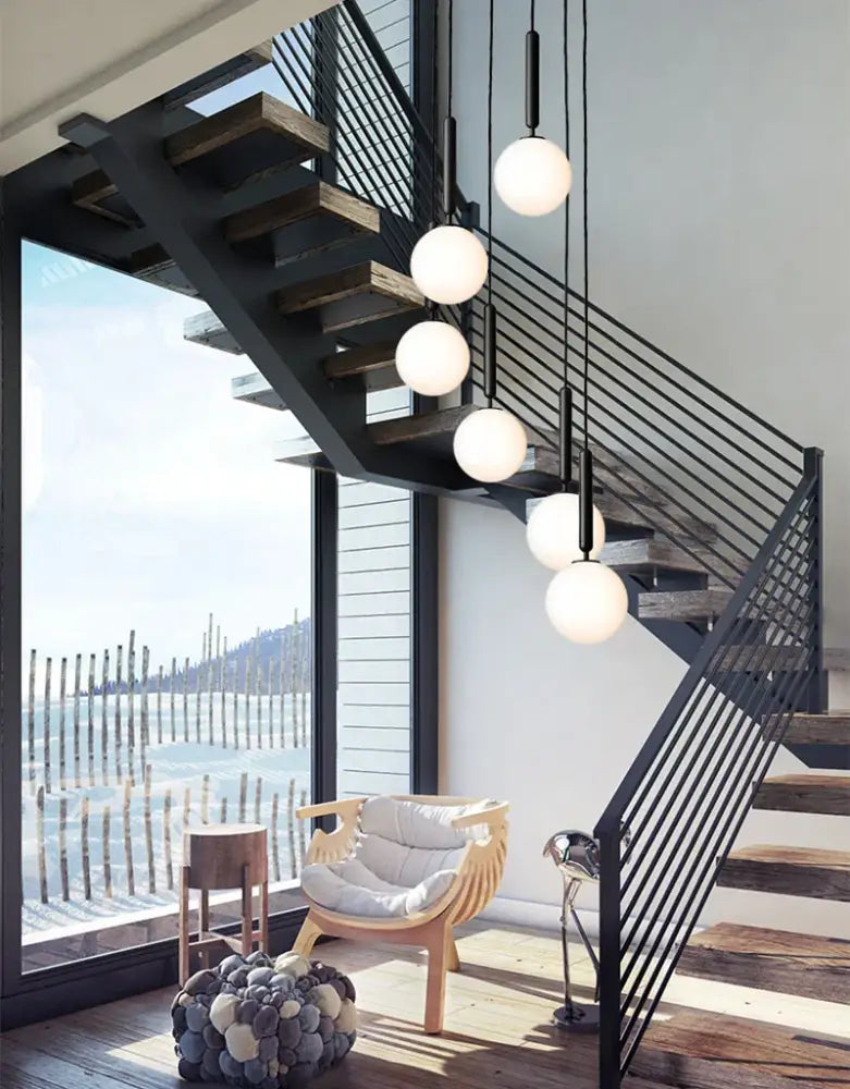 Modern gold glass ball led pendant light bedroom globe lamp