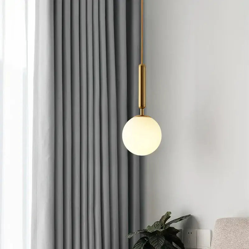 Modern gold glass ball led pendant light bedroom globe lamp