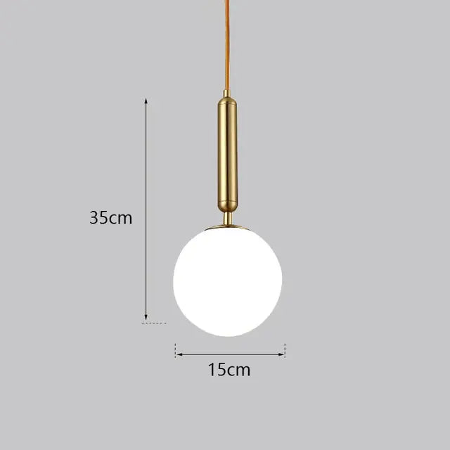 Modern gold glass ball led pendant light bedroom globe lamp