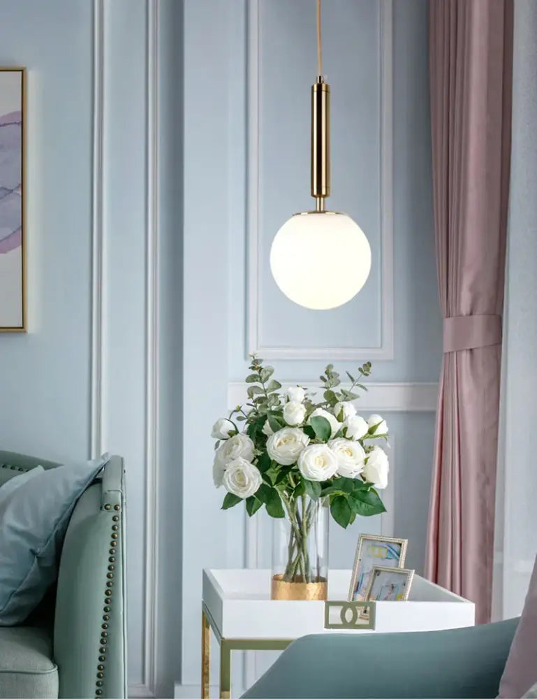 Modern gold glass ball led pendant light bedroom globe lamp