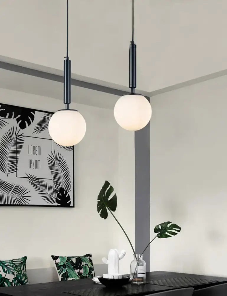 Modern gold glass ball led pendant light bedroom globe lamp