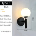 Modern gold glass ball led wall lamp for bedroom