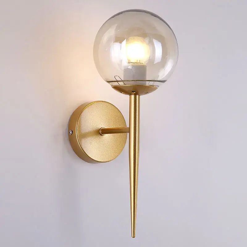 Modern gold glass ball led wall lights for bedroom passage