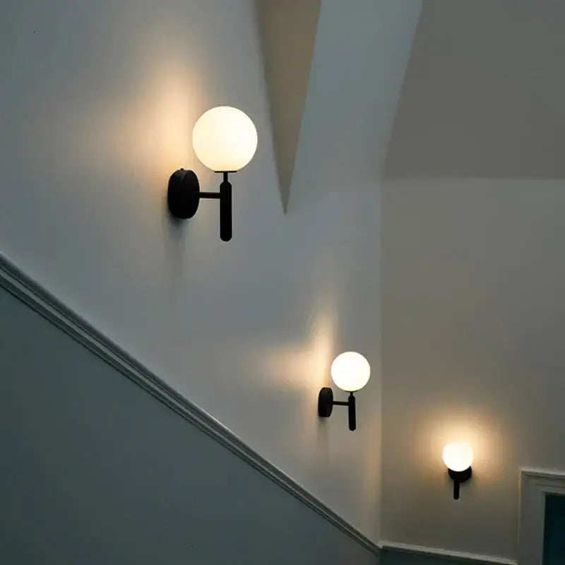 Modern gold glass ball mirror wall lights bedroom sconce