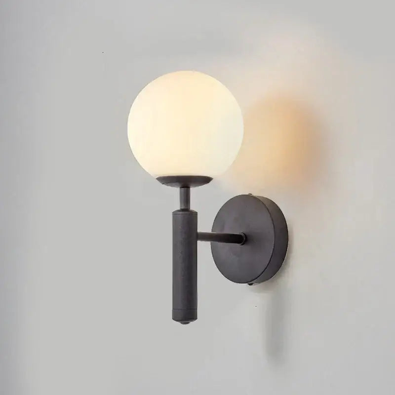 Modern gold glass ball mirror wall lights bedroom sconce