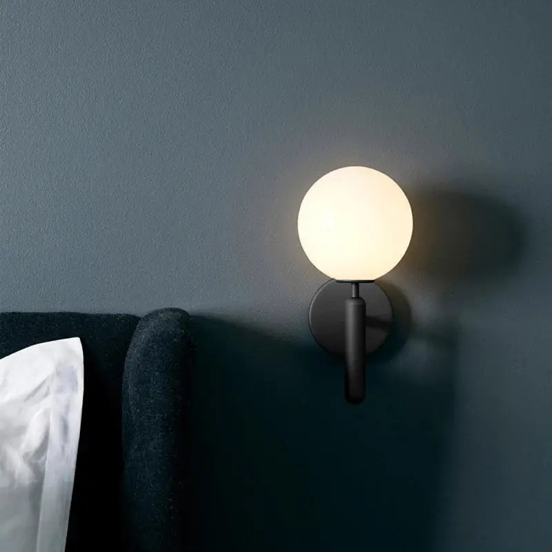 Modern gold glass ball mirror wall lights bedroom sconce