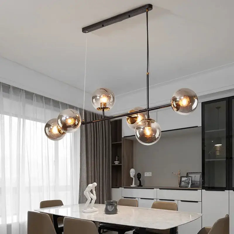 Modern gold glass ball pendant chandelier dining room art lighting