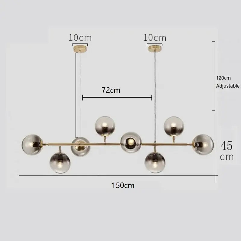 Modern gold glass ball pendant chandelier dining room art lighting