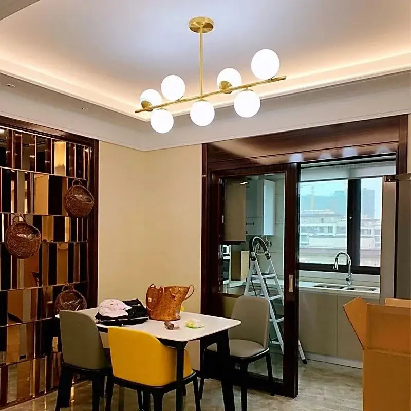 Modern gold glass ball pendant chandelier dining room led light