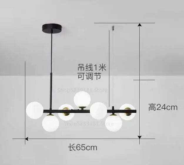 Modern gold glass ball pendant chandelier dining room light