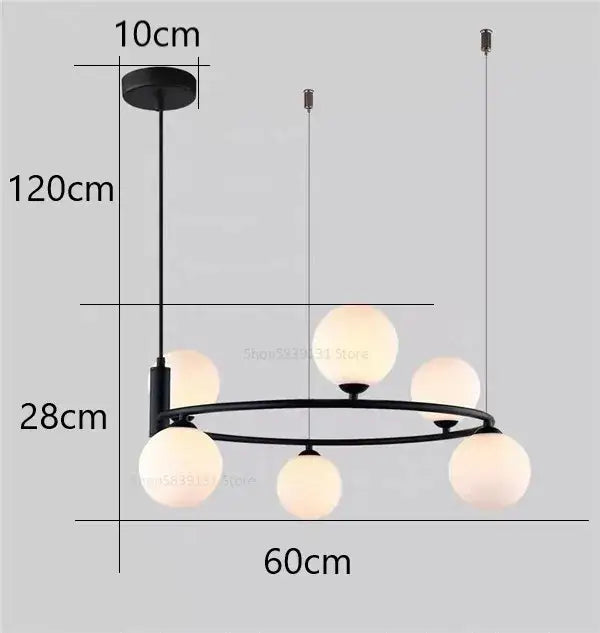 Modern gold glass ball pendant chandelier dining room light