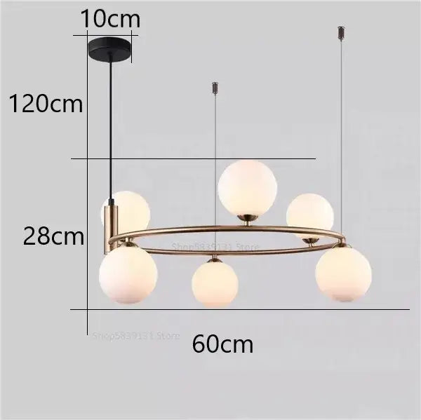 Modern gold glass ball pendant chandelier dining room light