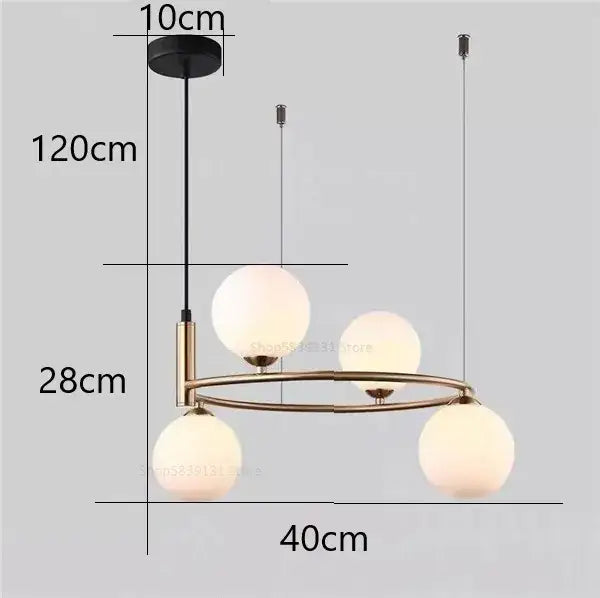 Modern gold glass ball pendant chandelier dining room light