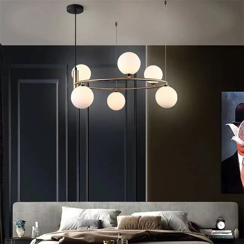 Modern gold glass ball pendant chandelier dining room light