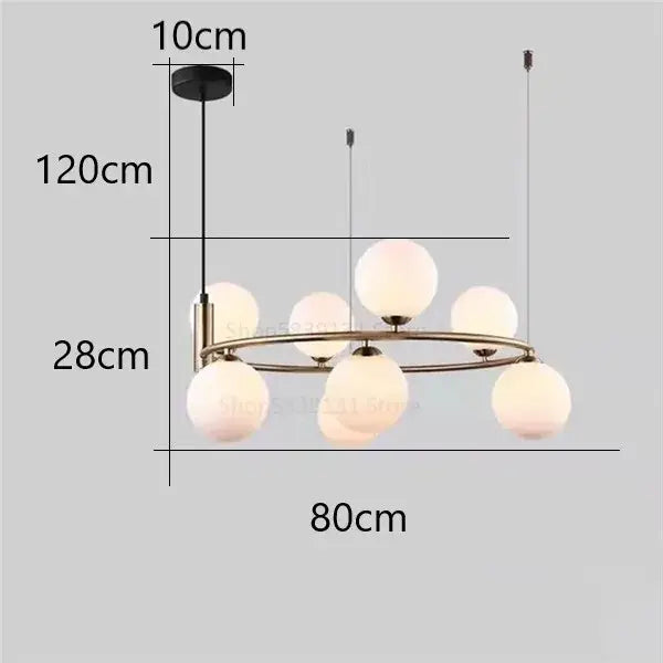 Modern gold glass ball pendant chandelier dining room light