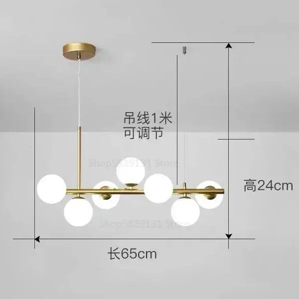 Modern gold glass ball pendant chandelier dining room light