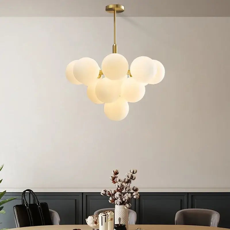 Modern gold glass ball pendant chandelier dining room light
