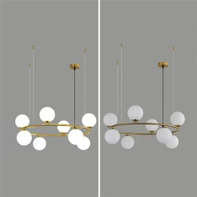 Modern gold glass ball pendant chandelier dining room light