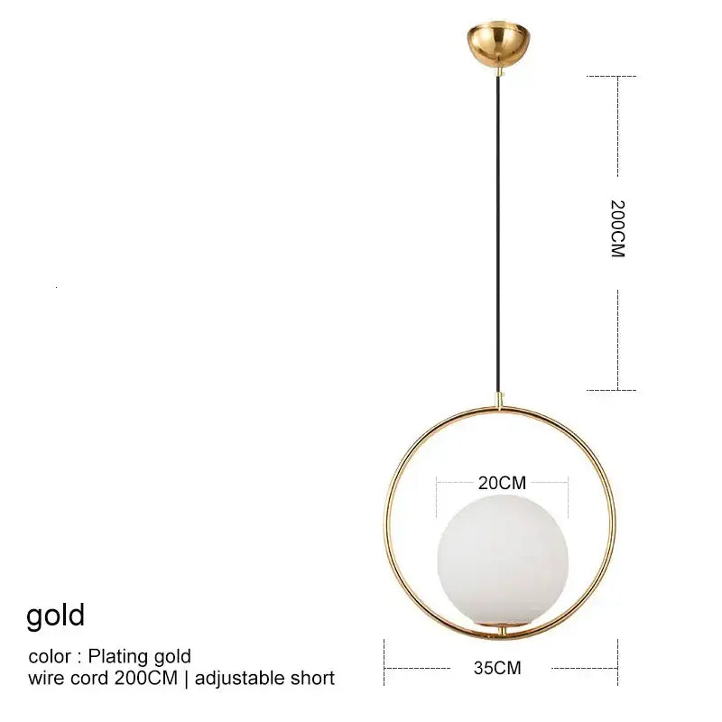 Modern gold glass ball pendant light dining room 3 light fixture