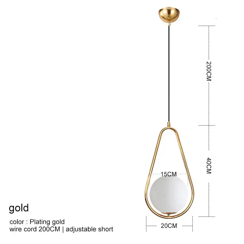 Modern gold glass ball pendant light dining room 3 light fixture