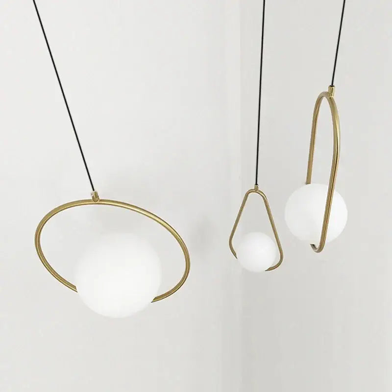 Modern gold glass ball pendant light dining room 3 light fixture