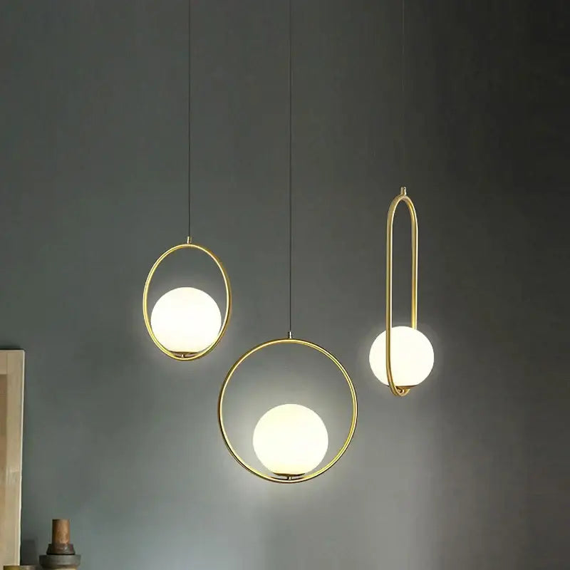 Modern gold glass ball pendant light dining room 3 light fixture