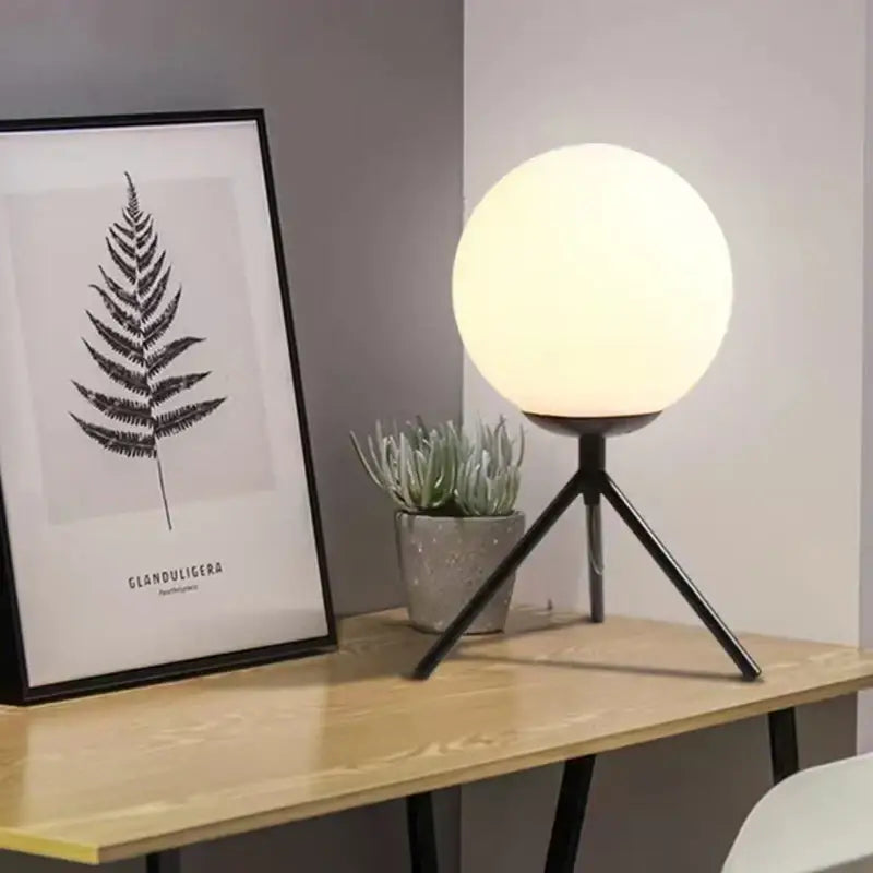 Modern gold glass ball table lamp bedroom frosted globe light