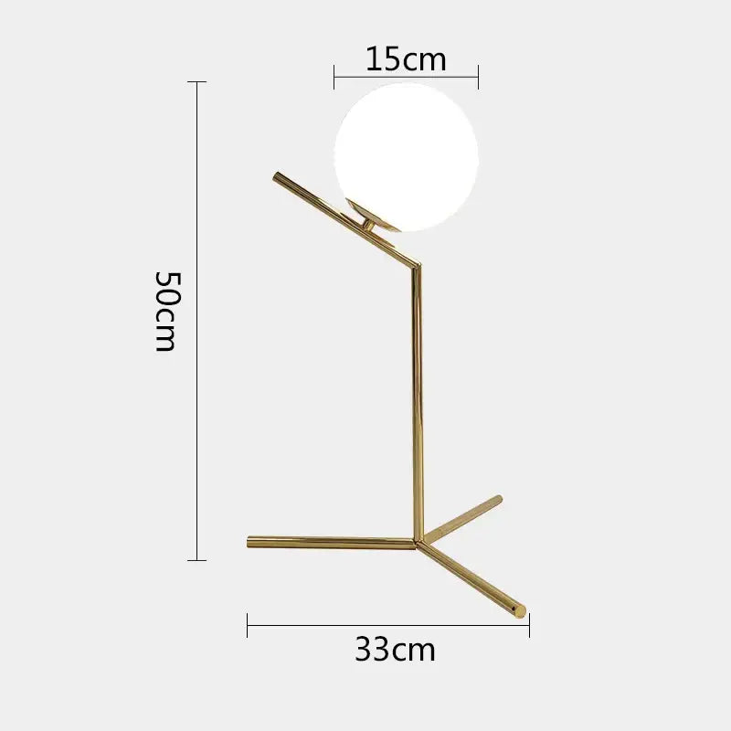 Modern gold glass ball table lamp bedroom frosted globe light