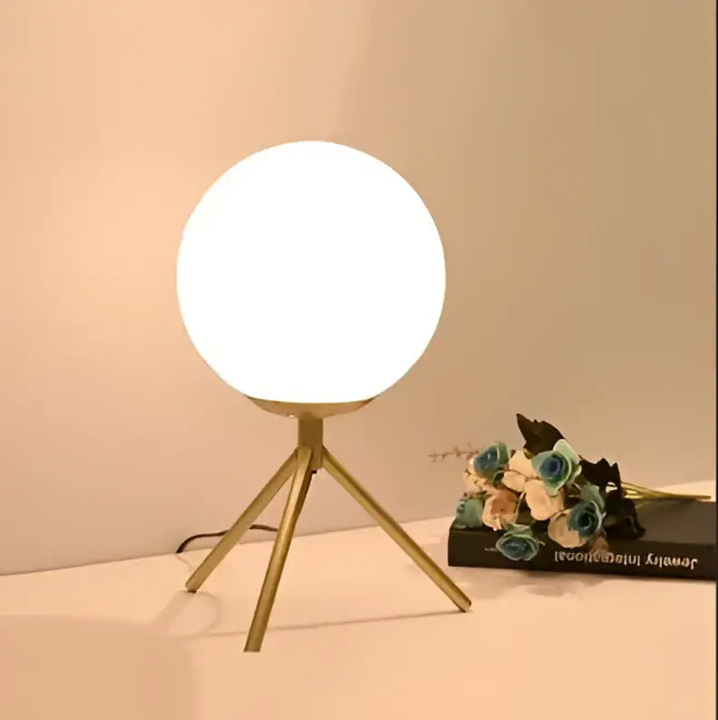 Modern gold glass ball table lamp bedroom frosted globe light