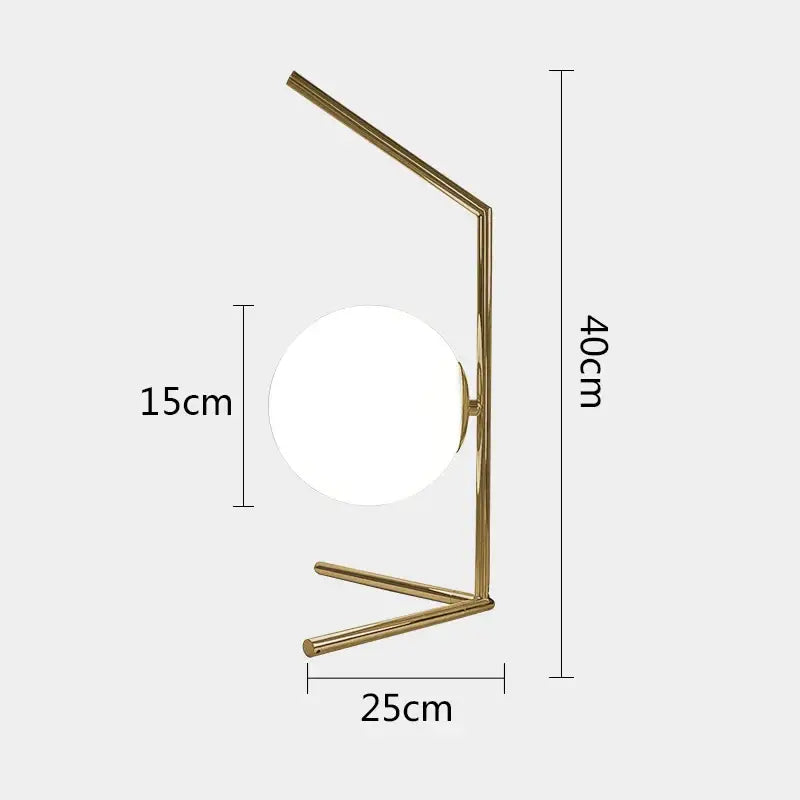 Modern gold glass ball table lamp bedroom frosted globe light