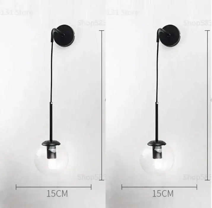 Modern gold glass ball wall lamp bedroom sconce
