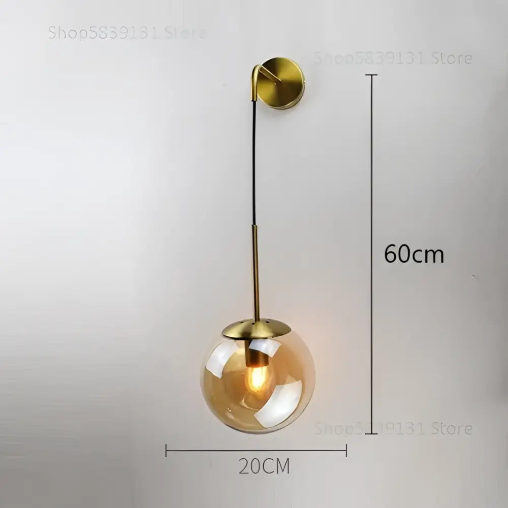 Modern gold glass ball wall lamp bedroom sconce