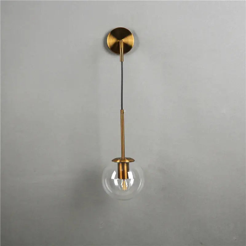 Modern gold glass ball wall lamp bedroom sconce