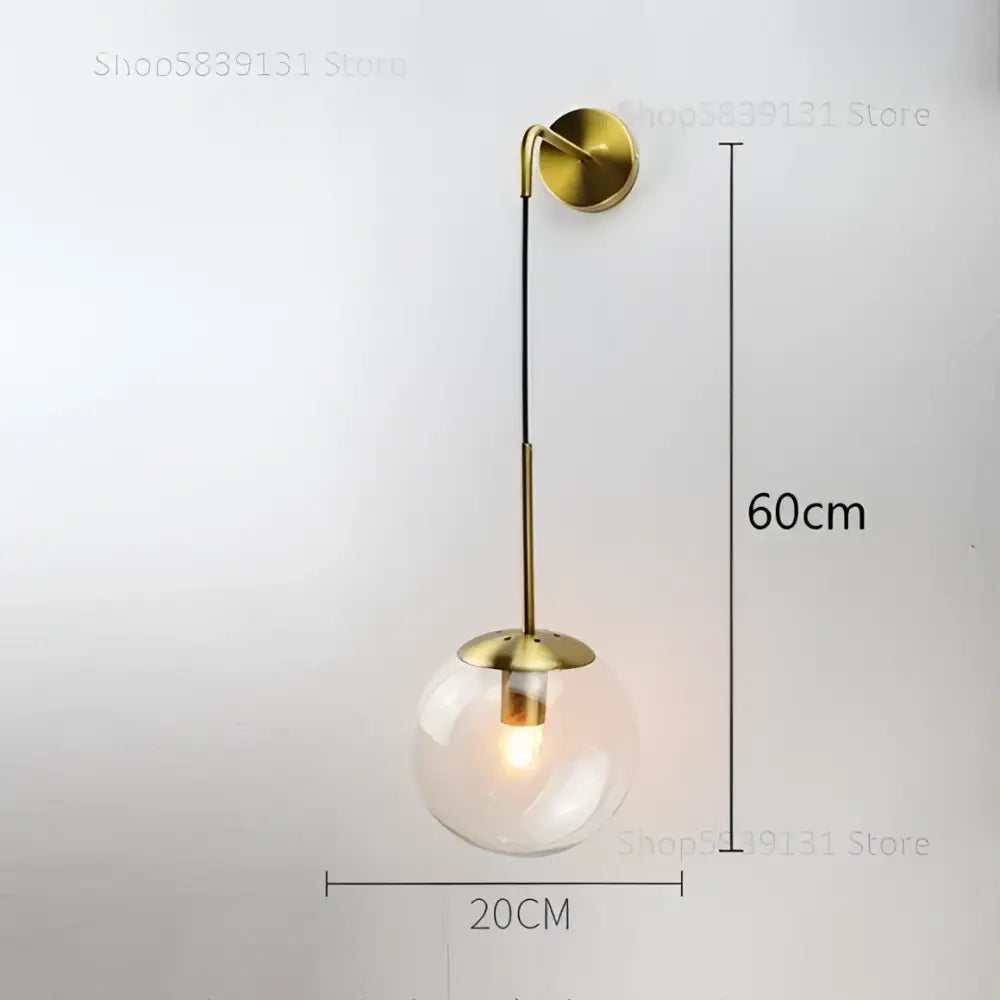 Modern gold glass ball wall lamp bedroom sconce