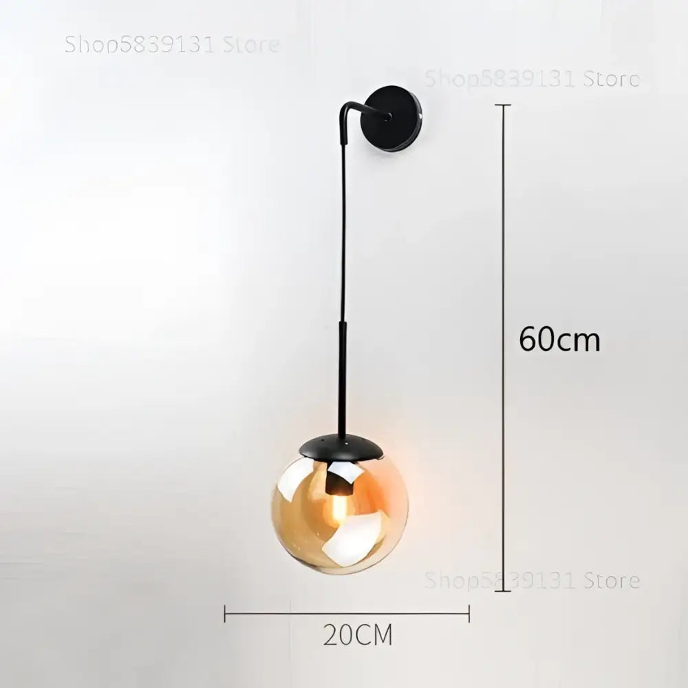 Modern gold glass ball wall lamp bedroom sconce