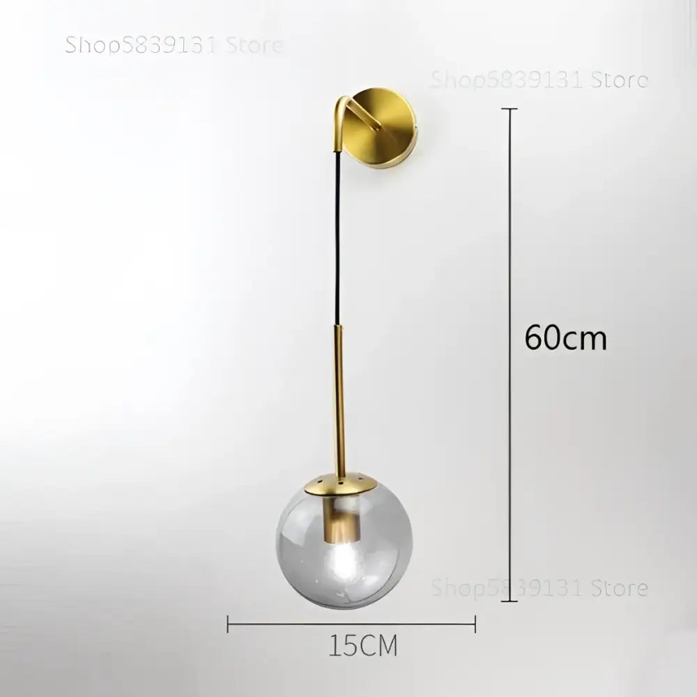 Modern gold glass ball wall lamp bedroom sconce
