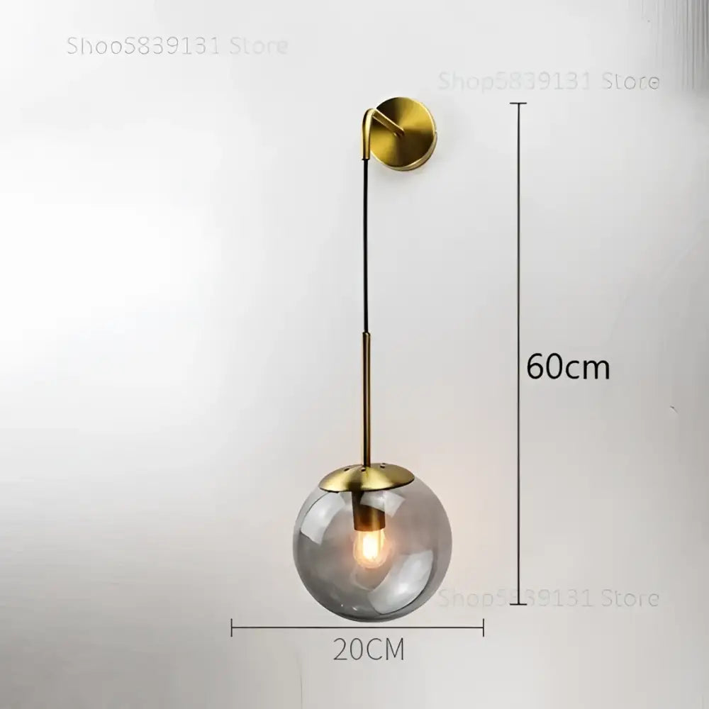 Modern gold glass ball wall lamp bedroom sconce
