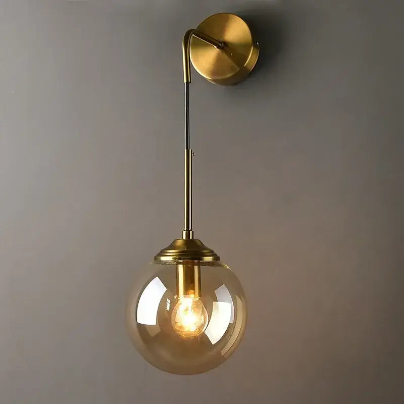Modern gold glass ball wall sconce light fixture bedroom lamp
