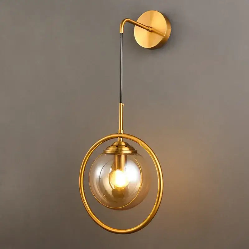 Modern gold glass ball wall sconce light fixture bedroom lamp