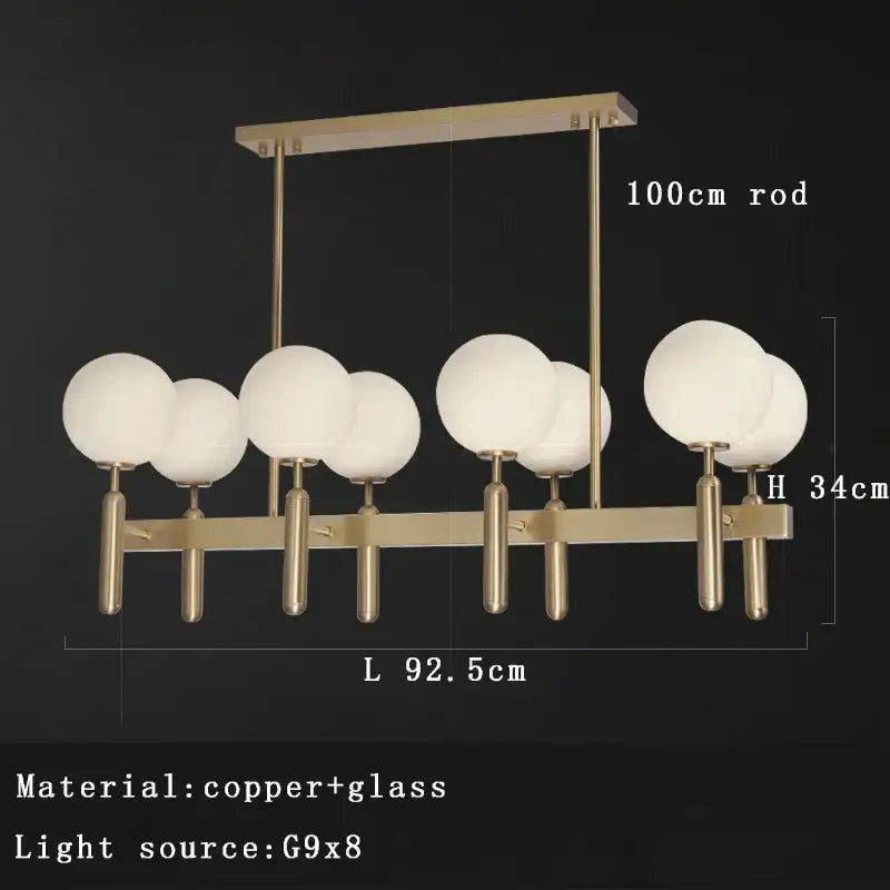 Modern gold glass balloon chandelier dining room light
