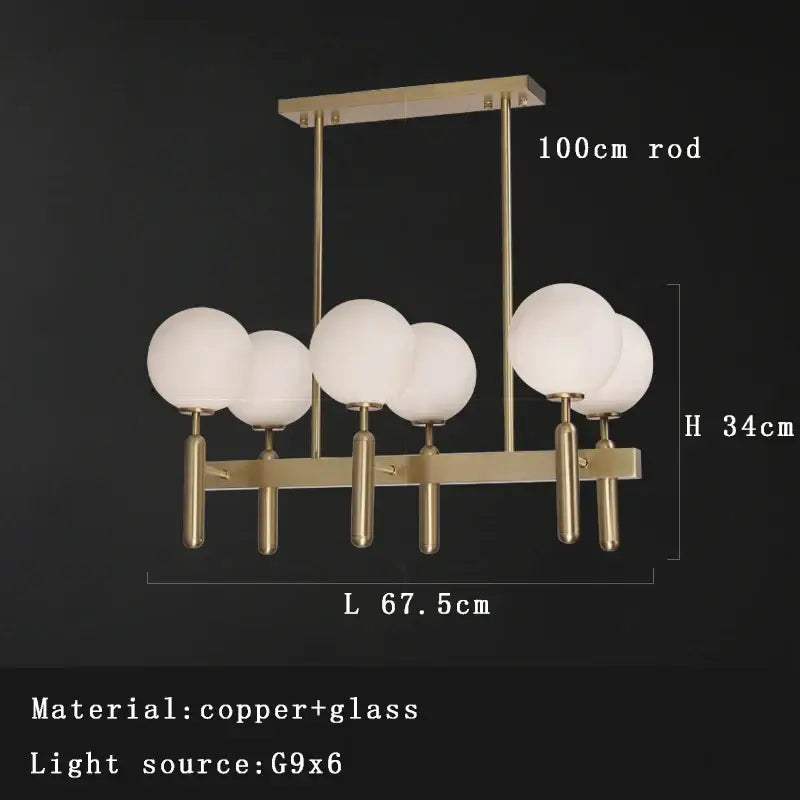 Modern gold glass balloon chandelier dining room light