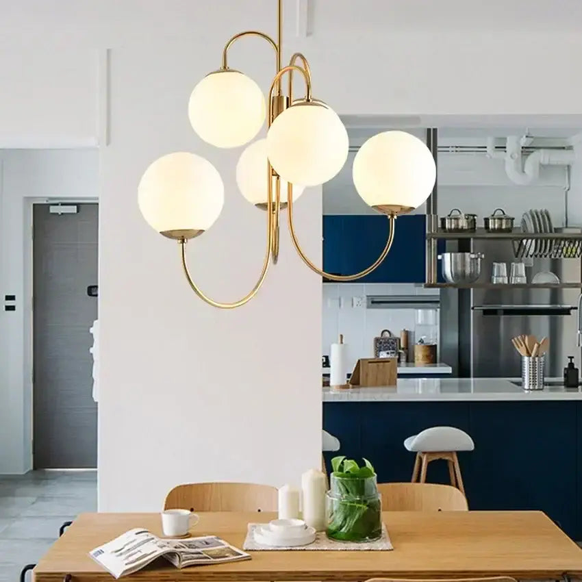 Modern gold glass balls chandelier dining room pendant light